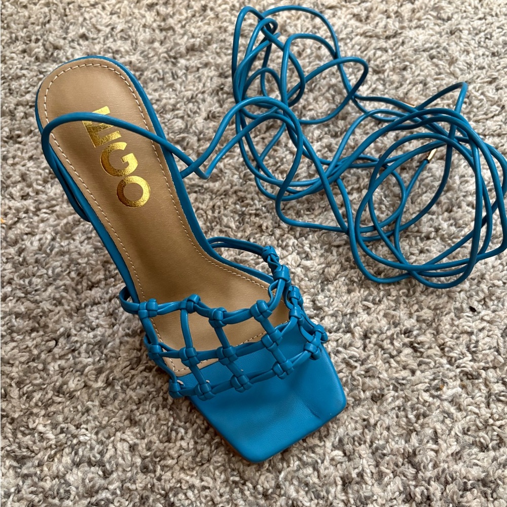 EGO Blue Heels Strappy Design